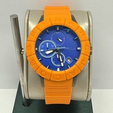 Marc By Marc Jacobs Watch Mbm5545 Orange Belt Blue Dial 43.9mm New Battery