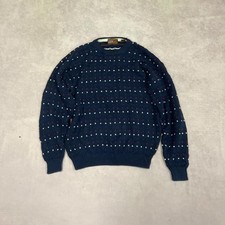 Vintage Knitted Jumper Abstract Patterned Grandad Knit Sweater Men's L