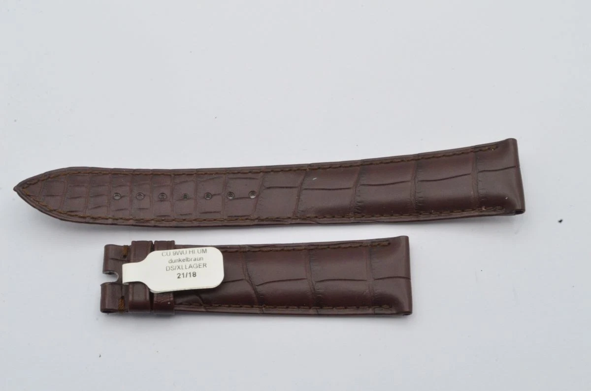 Bracelet De Montre Breguet Véritable Marron Foncé - Largeur 21 Mm - Neuf Avec Défauts Mineurs