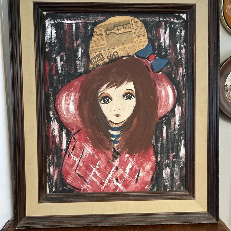 Original Painting of Girl by French artist Francois Paris Mixed Media Gouache