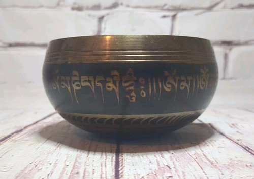 Vintage Bronze Or Brass & Black Tibetan Singing Bowl