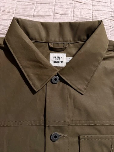 Flint and Tinder Men's Drywax Trucker Jacket Large Unlined Fatigue Green image 10