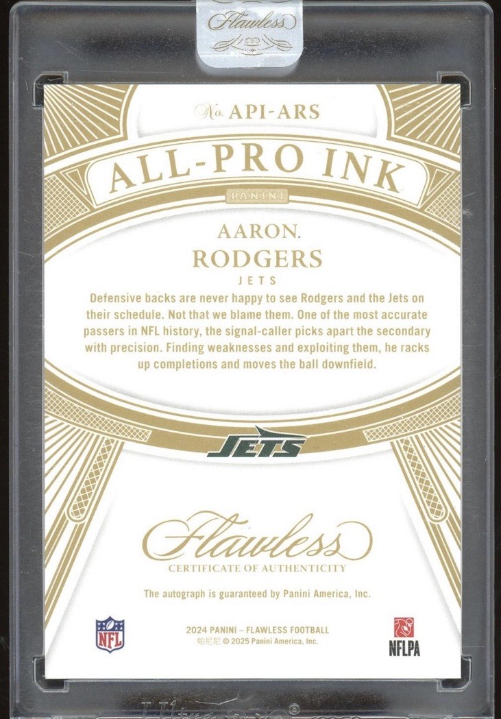 Aaron Rodgers 2024 Panini Flawless Gold All Pro Ink Auto Card #14/25 (Panini) view 2