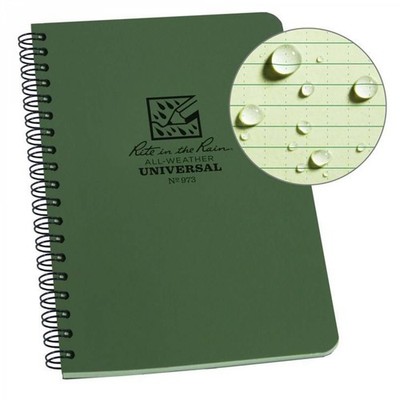 Rite in the Rain 4 5/8'' x 7'' Side-Spiral Notebook Notizblock Wasserfest 973 oliv