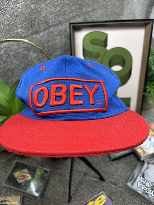 OBEY Fitted Cap Baseballcap 56cm UK 7 Streetwear Skater blau rot Mütze Punk Rock