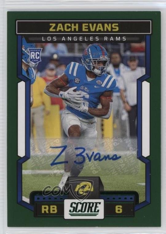 2023 Score Rookies Green Signatures Zach Evans #319 Rookie Auto RC