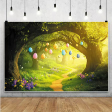 Enchanted Forest Easter Egg Flower Background Photography Photo Banner Decor