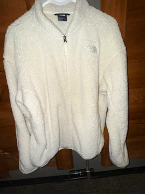 The North Face White Fleece Jacket Full Zip Pockets Women s XL