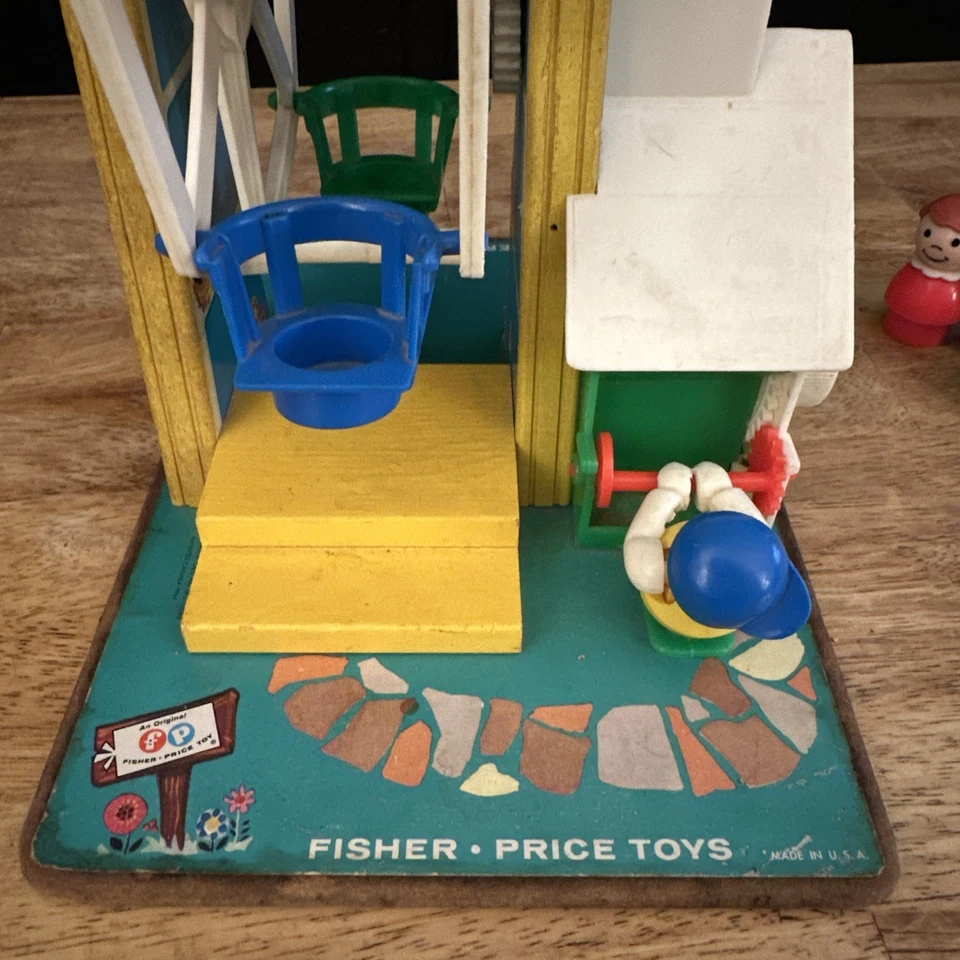 Caja de música Fisher-Price vintage 969 rueda de la fortuna Little People juguete clásico 1966 Foto 3 de 4