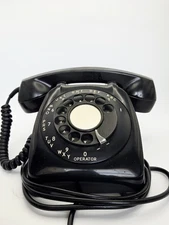 1965 Automatic Electric Co. VINTAGE Black Monophone Rotary Desk Telephone