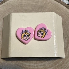VTG Muppet Babies Jim Henson's Baby Miss Piggy Earrings W/ Surgical Steel Posts
