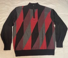 F/X Fusion Sweater Men's XXL 1/4 Zip Red, Purple, Gray, Black Geometric EUC 90s 
