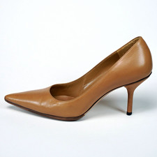 Vintage Gucci Beige Classic Luxury Pumps Pointed Toe Heels Italy 34.5 US 4.5