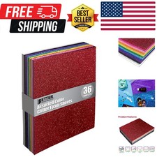 36 Pack Glitter Foam Sheets, 9 x 12 Inch, Assorted 12 Colors, for Arts and Cr...