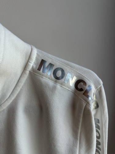 Moncler Kids Hoodie Stripes Logo Full Zip White size 12 years (152 cm) - Picture 6 of 17