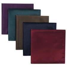SHLAXWING 5 Pieces Assorted Mens Silk Pocket Square Handkerchiefs Set 38