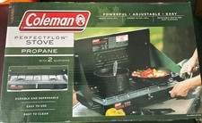 (1)-Coleman Green PerfectFlow 2-Burner 20,000 BTU Propane Camp Stove