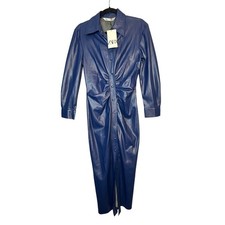 zara blue faux leather dress BELTED FAUX LEATHER SHORT DRESS - Blue