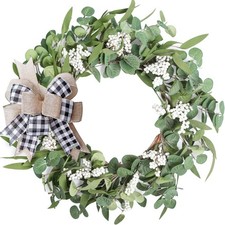 Artificial Eucalyptus Wreath  20-inch Green Leaf Wreath for All Seasons