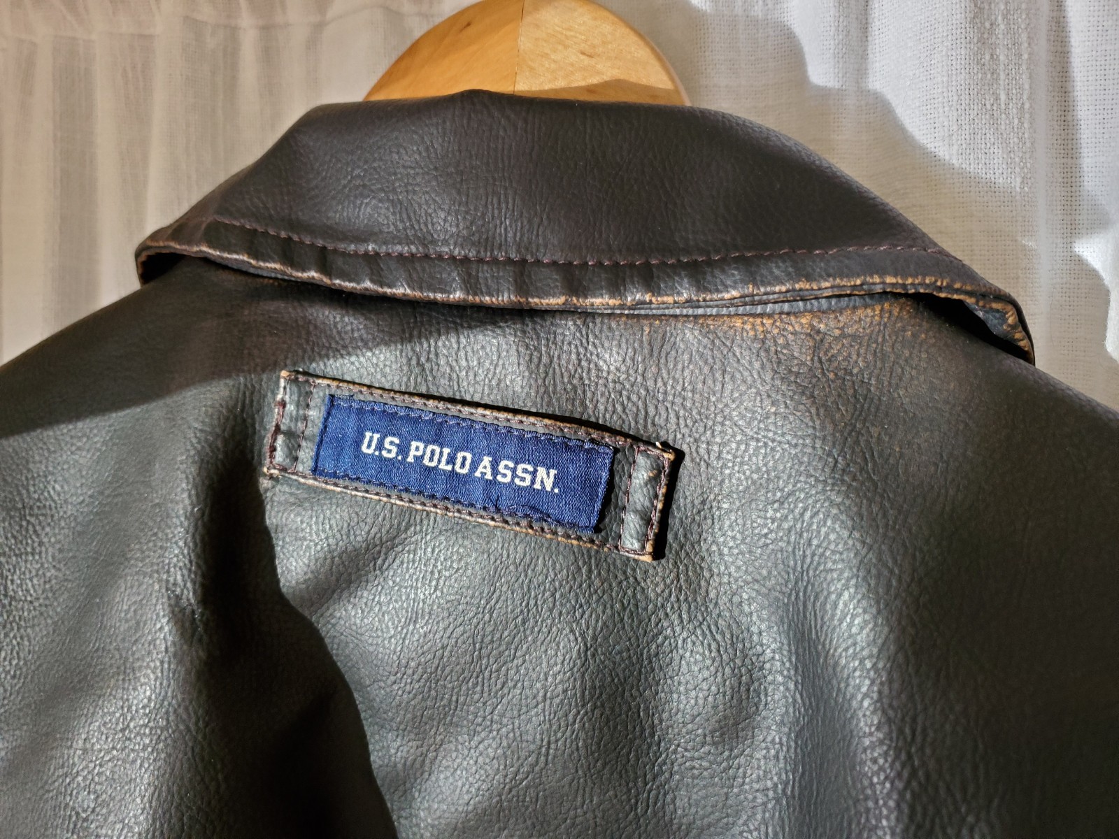 US Polo Assn. Genuine Real Leather Jacket Black Full Zip Coat Size L image 6