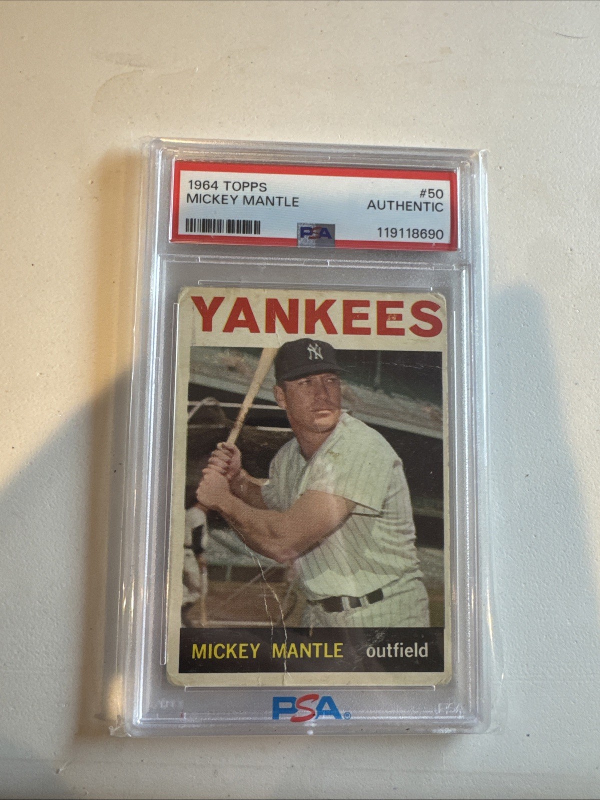 Mickey Mantle 1964 Topps VINTAGE CARD #50 PSA AUTHENTIC Yankees HOFer 👀🗽⚾️🔥
