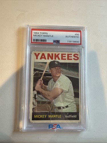 Mickey Mantle 1964 Topps VINTAGE CARD #50 PSA AUTHENTIC Yankees HOFer 👀🗽⚾️🔥