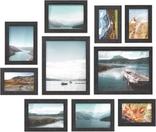 Picture Frame Set 10 Pack Wall or Table Display Black