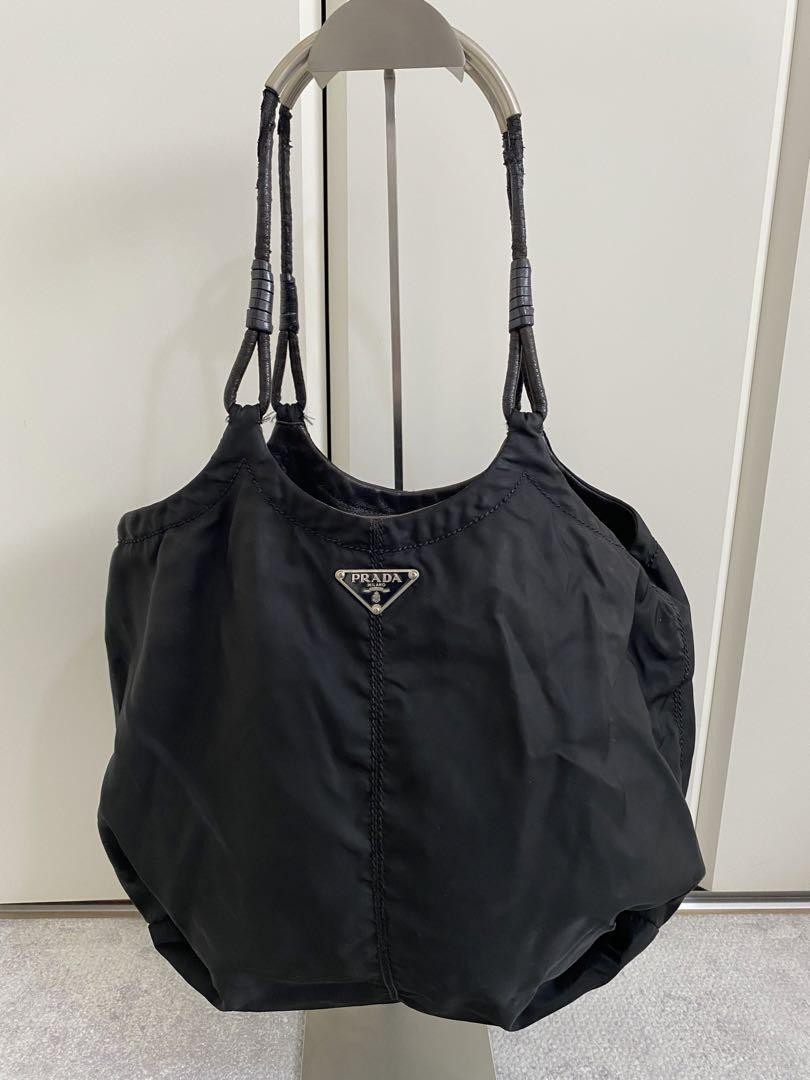 Prada nylon tote bag with metal handle PRADA PG68TK handbag