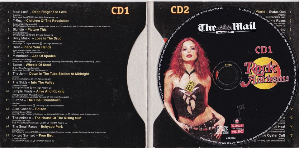 ROCK ANTHEMS CD1 ( THE MAIL ON SUNDAY Newspaper CD ) - Bild 2 von 2