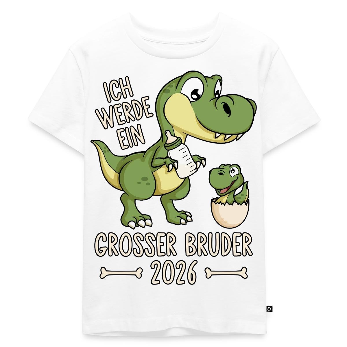 Großer Bruder 2026 Ei Baby Dino Dinosaurier Kinder Premium Bio T-Shirt