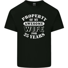 Camiseta 25 Aniversario Boda 25º Divertida Esposa Hombre Algodón Ligero