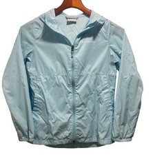 Columbia Girls Hooded Windbreaker Jacket   Size Medium 10/12 , Light Blue b6 