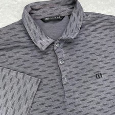 Travis Mathew Golf Polo Shirt Mens XL Gray Dash Geometric Performance Stretch
