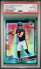 2023 PANINI DONRUSS OPTIC CJ STROUD #244 GREEN HYPER RATED ROOKIE PSA 10