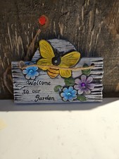 Garden Sign Welcome to Our Garden Decorative Ceramic Outdoor Sign Plaque Hanging