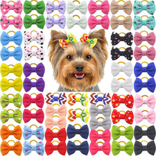 Puppy Hair Bows Small Dog Mini Rubber Bands Doggie Bowknot Pet Grooming Acces...