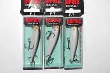 3 lures rapala f-7 s f07 silver bass balsa lure 2 3/4" 1/8oz minnow floating 