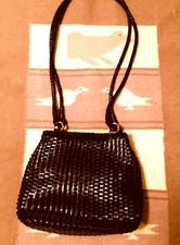 Talbots Black Genuine Leather Woven Crossbody Bag Purse