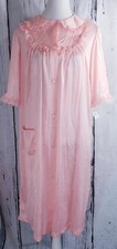 Vintage Nancy King Lingerie Nylon Nightgown Sleepwear Button Front Coral S 3158