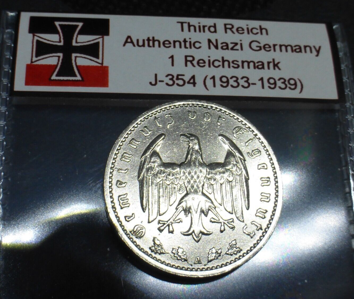REIchan ページ☆。.:＊・゜ Beautiful 1 Reichsmark Nazi Coin: Genuine Nickel Third Reich WW2