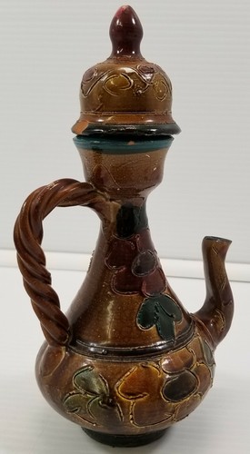 BB) Vintage Italian Decorative Clay Terracotta Genie Lamp with Lid - Picture 3 of 9