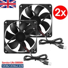 2x 120mm USB PC Cooling Fan Computer Case Cooler CPU Heat Sink Silent DC 5V UK