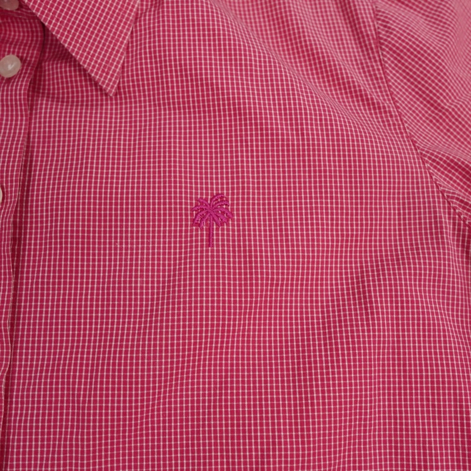 Vintage Lilly Pulitzer Top Womens 6  Red Check Logo Palm Tree Gingham Button - Image 3 of 4