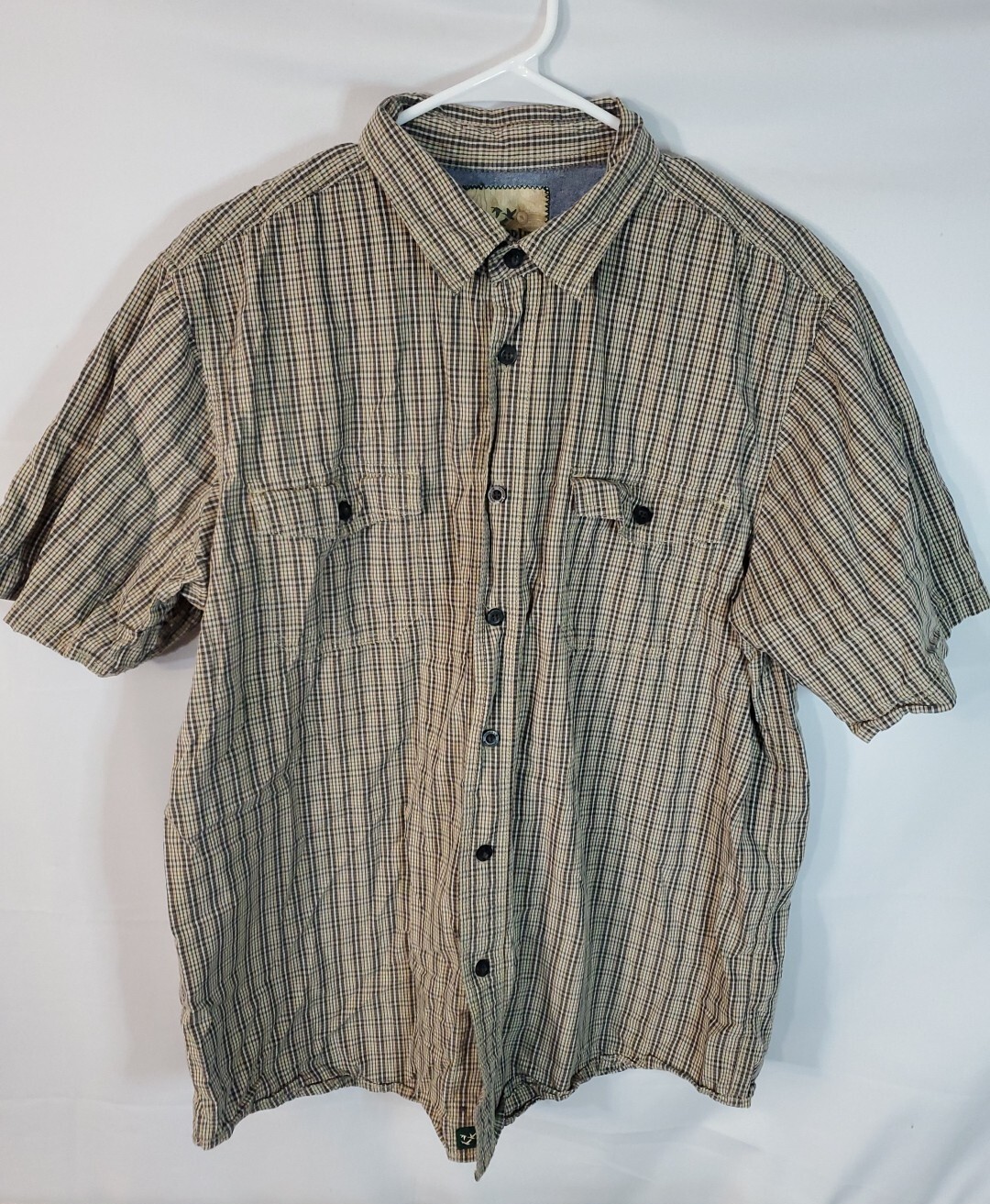 Vintage Outdoorlife Button Up Shirt MEN'S Size Large Plaid Short Sleeve Pockets