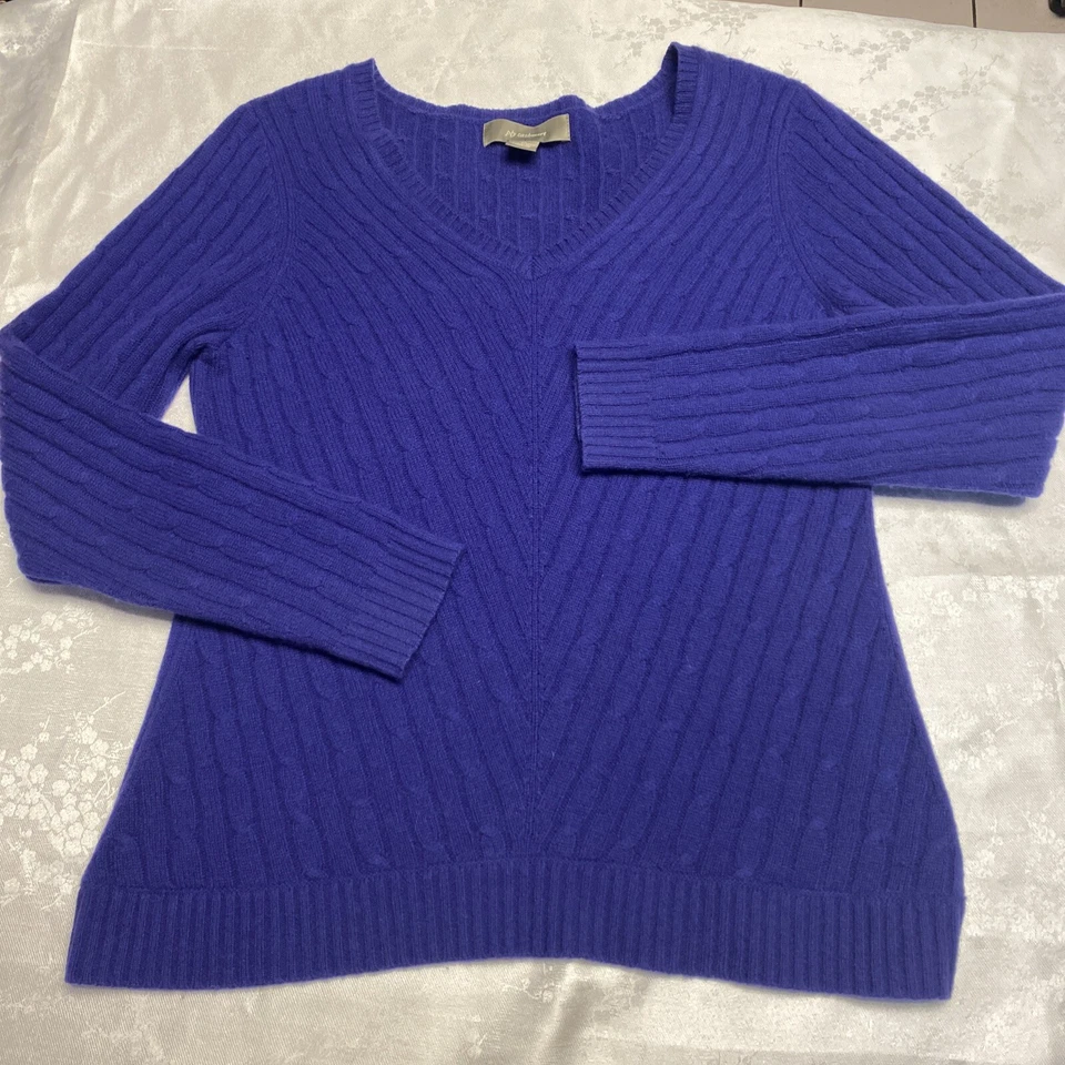 Suéter PLY Lord&Taylor $228 Talla XL Cachemira Pesada Tejido con Cable Púrpura Usado 1X Como Nuevo Foto 4 de 4