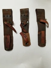 SET OF 3 M96 SWEDISH MAUSER BAYONET LEATHER FROG. BROKEN SOLD "AS IS".