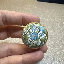 Halcyon Days Enamels Floral Screw Top Trinket Box