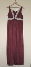 Vintage Vassarette Gown Long Nightgown 1970s 1980s Brown Lace Medium 8 10