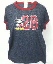 EUC Vintage Super Rare Mickey Mouse Ringer T-Shirt Red Blue Fitted C Measurement