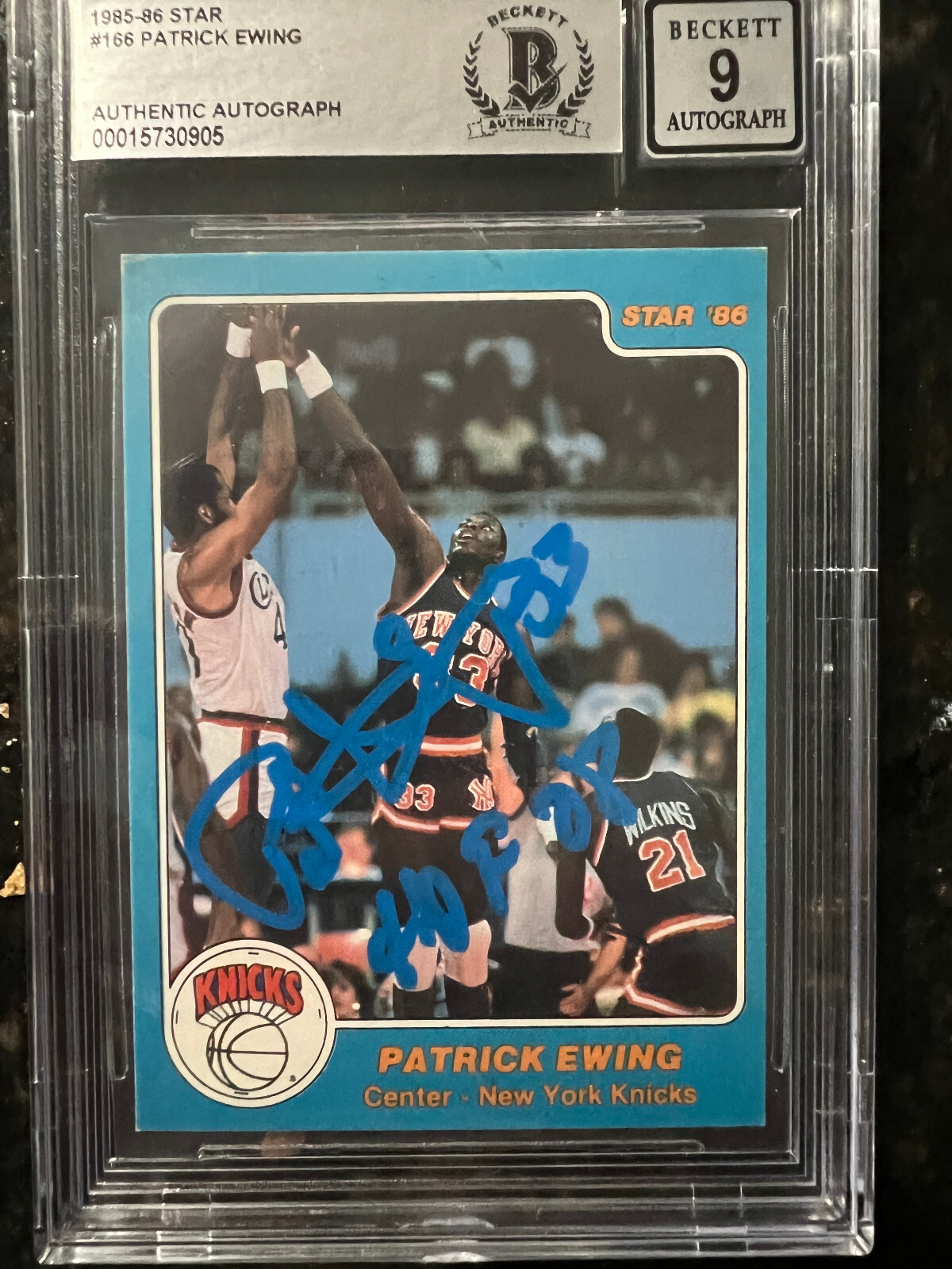 Patrick Ewing Autographed Signed New York Knicks 1985-86 Star Auto Beckett 9 Rookie NY Knicks Paint Pen! 
